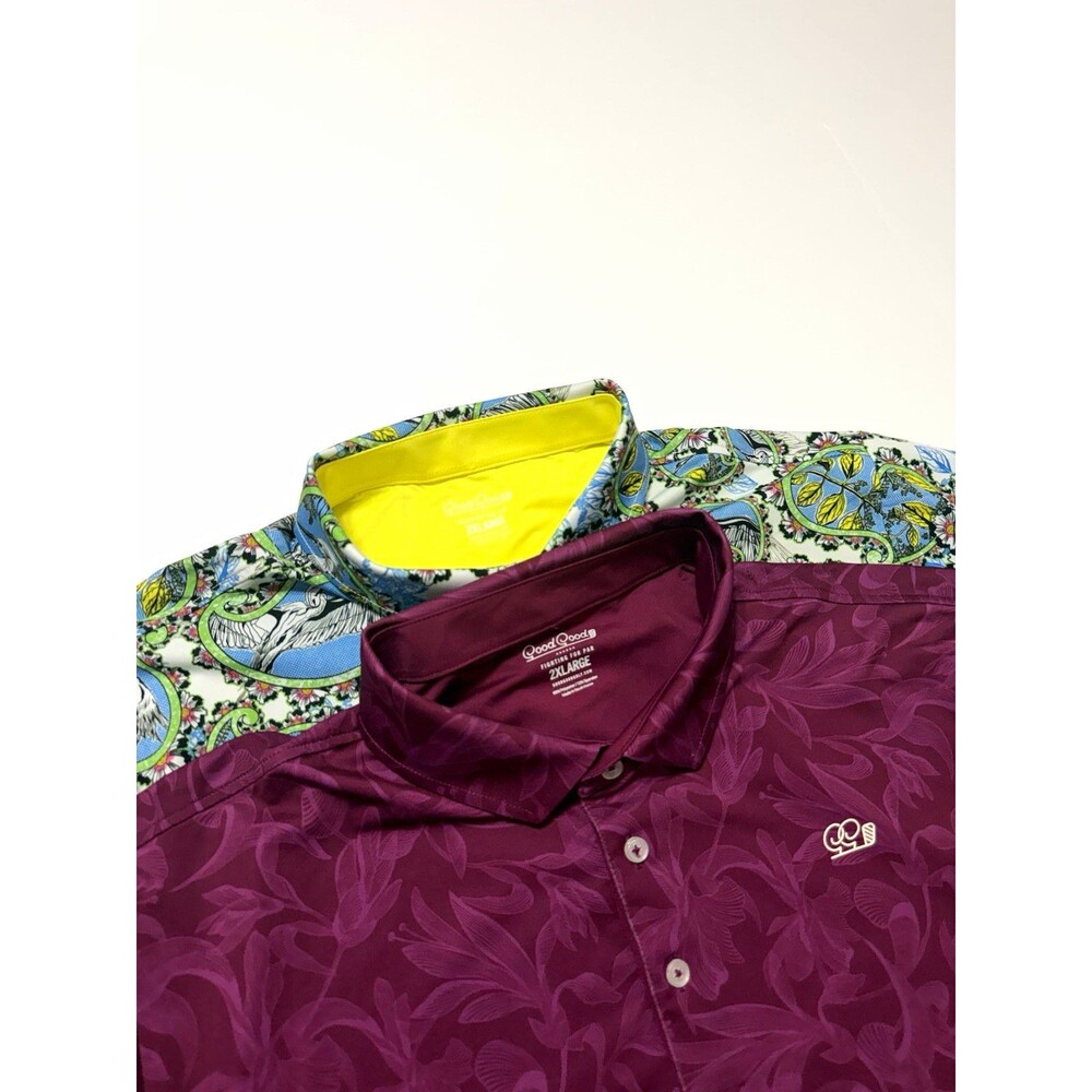 Lot of 2 Good Good Golf Polos Men’s 2XL Fighting For Par, Birds Eye View Pack